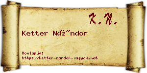 Ketter Nándor névjegykártya